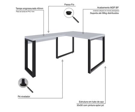 Mesa em L Yon Operacional  Branco | Westwing