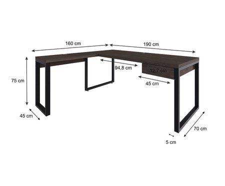 Mesa em L Yon Presidente com Gaveta Terracota | Westwing