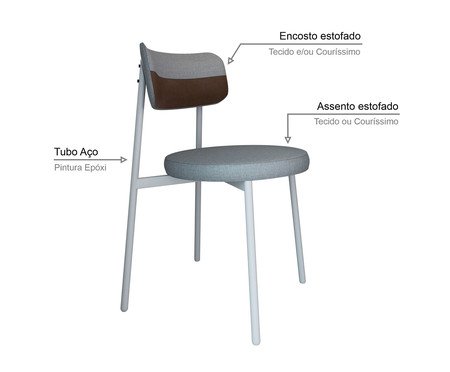 Cadeira Kyta Fixa Cinza Claro e Whisky e Branco | Westwing