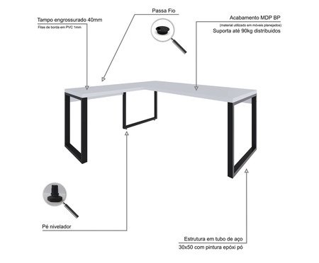 Mesa em L Yon Presidente  Branco | Westwing