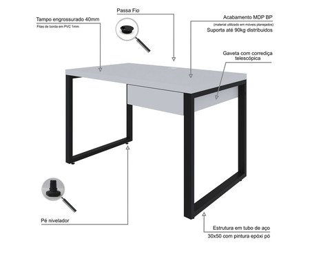 Mesa Yon Operacional com Gaveta Branco | Westwing