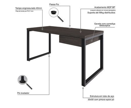 Mesa Yon Diretor com Gaveta Terracota | Westwing