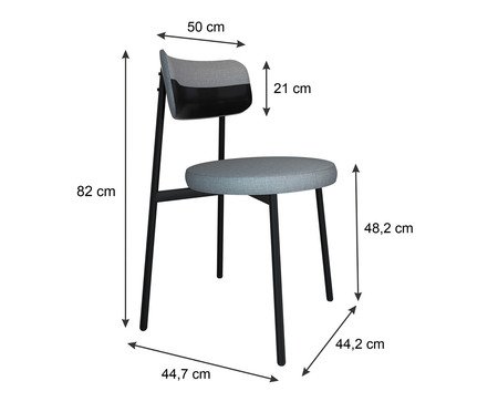 Cadeira Kyta Fixa Cinza Claro e Preto e Preto | Westwing