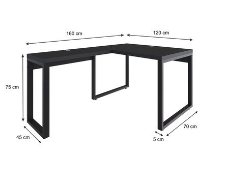 Mesa em L Yon Operacional  Preto | Westwing