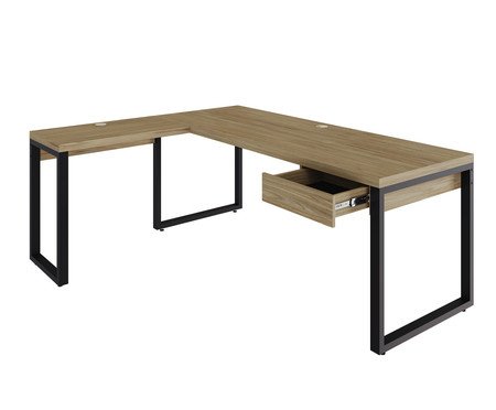 Mesa em L Yon Presidente com Gaveta Vermont Oak | Westwing