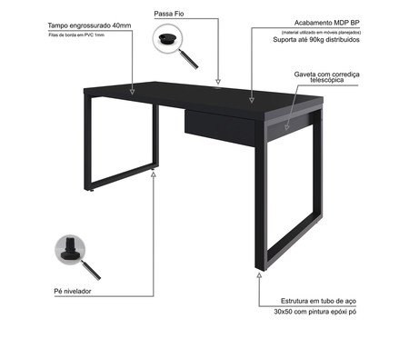 Mesa Yon Diretor com Gaveta Preto | Westwing