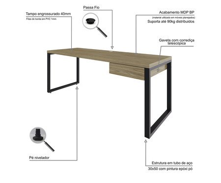 Mesa Yon Presidente com Gaveta Vermont Oak | Westwing