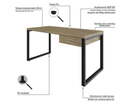 Mesa Yon Diretor com Gaveta Vermont Oak | Westwing