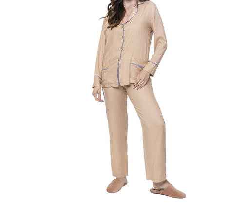 Pijama Longo Caramelo, Bege | WestwingNow