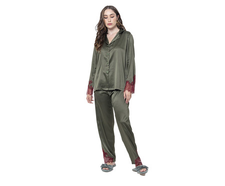 Pijama Longo Verde Musgo