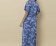 Kaftan Longa Folhas Azul, Azul | WestwingNow