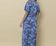 Kaftan Longa Folhas Azul, Azul | WestwingNow