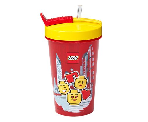 Copo com Palhinha Lego Menina Vermelho - 500ml, Colorido | WestwingNow