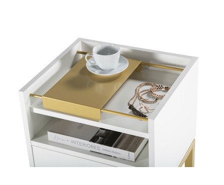Mesa de Cabeceira Nice - Branco e Dourado | WestwingNow