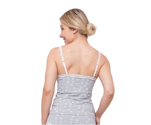 Camisete Floral Cinza, Cinza | WestwingNow