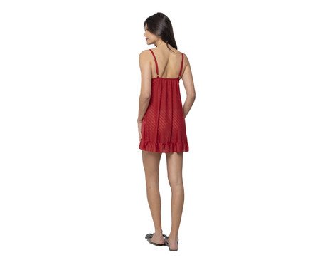 Camisola Curta Vermelha Malha Listrada