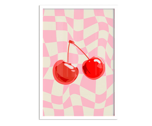 Quadro Cherry com Moldura Branca, Rosa | WestwingNow