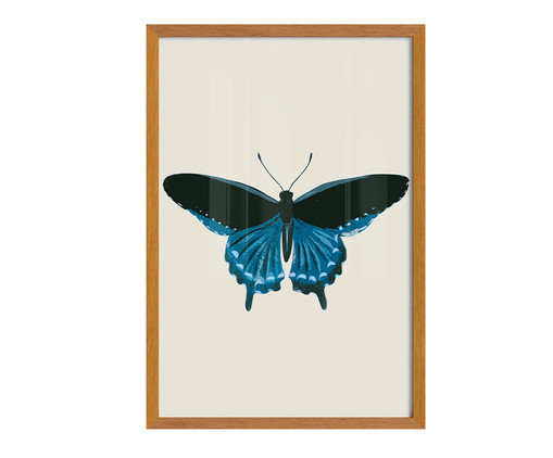 Quadro Borboleta Azul com Moldura em Madeira, Azul | WestwingNow