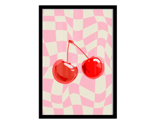 Quadro Cherry com Moldura Preta, Rosa | WestwingNow