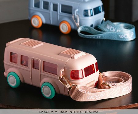 Garrafa Squeeze Infantil Ônibus Rosa | Westwing