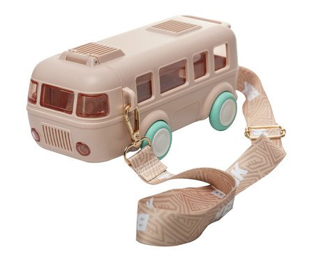 Garrafa Squeeze Infantil Ônibus Rosa