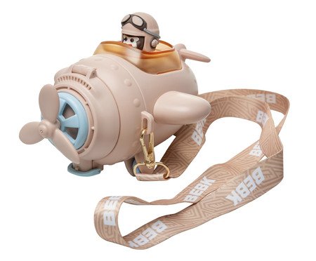 Garrafa Squeeze Infantil Avião Rosa