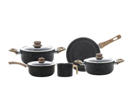 Jogo de Panelas para Fogão de Indução Granilite Preto | Westwing