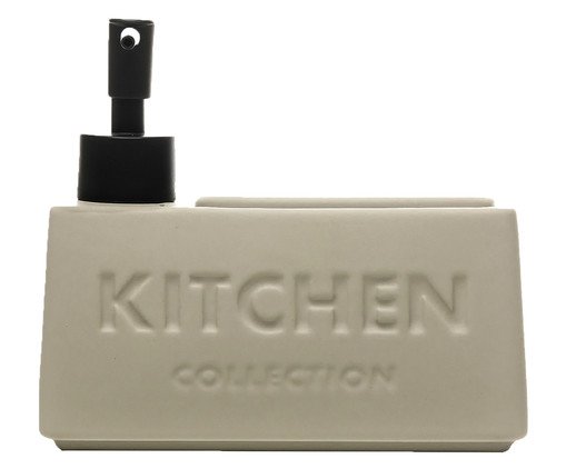 Porta Detergente Líquido com Suporte Soft Touch Nude, Cinza | WestwingNow