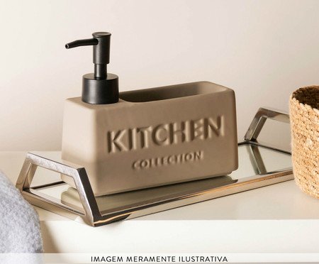 Porta Detergente Líquido com Suporte Soft Touch Nude | Westwing