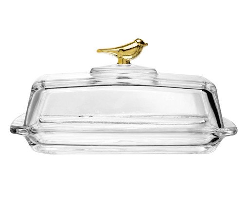 Manteigueira Bird Golden, Transparente | WestwingNow