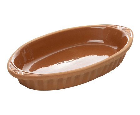 Refratário Oval com Alça Maia Terracota | Westwing