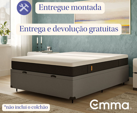 Cama Baú Emma Cinza Queen Size | Westwing