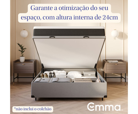 Cama Baú Emma Cinza Queen Size | Westwing