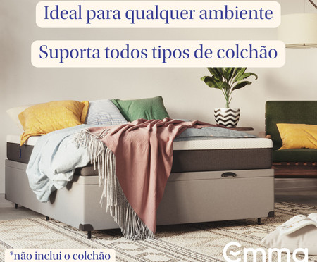 Cama Baú Emma Cinza Queen Size | Westwing