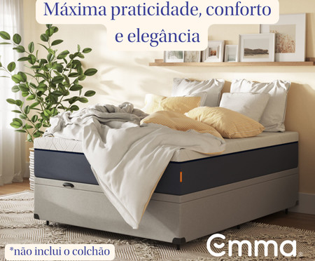 Cama Baú Emma Cinza Casal | Westwing