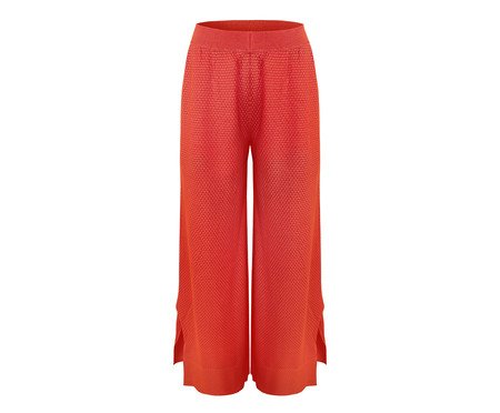 Calça Pantalona Glossy Coral