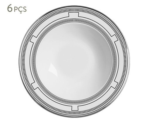 Prato Fundo Elegance com Filete Prata, Branco | WestwingNow