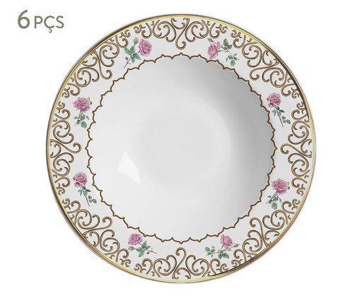 Prato Fundo Sweet Bird com Filete Ouro, Branco | WestwingNow