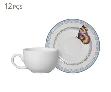 Xícaras para Café com Pires Borboleta Branca | Westwing