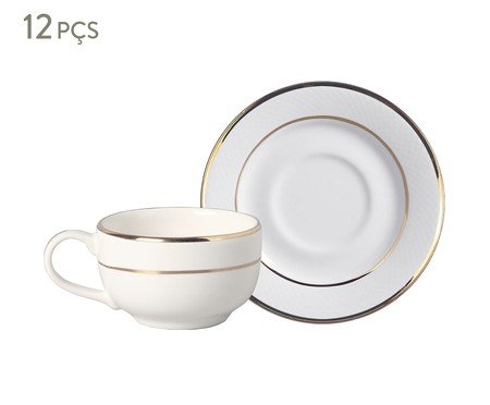 Xícaras para Café com Pires Relevo Ouro Premium | Westwing