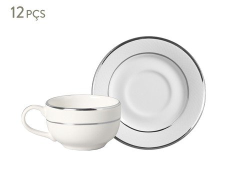 Xícaras para Café com Pires Relevo Prata Premium | Westwing