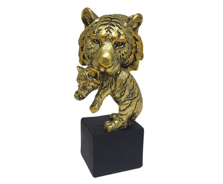 Adorno Tigre com Filhote Dourado