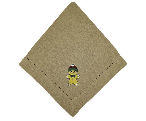 Guardanapo em Algodão com Ajour Boneco - Dourado, beige | WestwingNow
