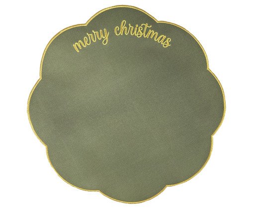 Lugar Americano em Nylon com Lurex Merry Xmas - Verde, green | WestwingNow