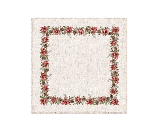 Guardanapo de Mesa em Linho Flowers - Off White e Vermelho, Off White | WestwingNow