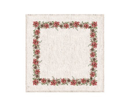 Guardanapo de Mesa em Linho Flowers - Off White e Vermelho | Westwing