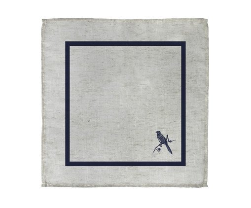Guardanapo de Mesa em Linho Bird - Cinza, Off White | WestwingNow