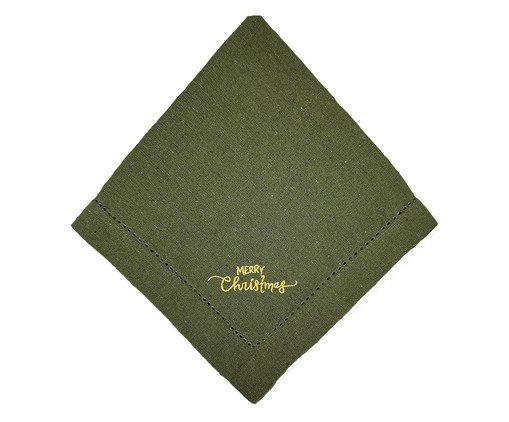 Guardanapo em Algodão com Ajour Merry Christmas - Verde, green | WestwingNow