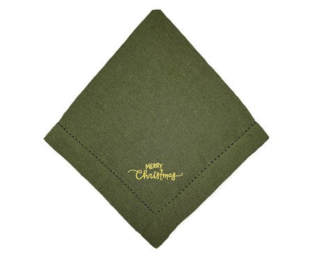 Guardanapo em Algodão com Ajour Merry Christmas - Verde | Westwing
