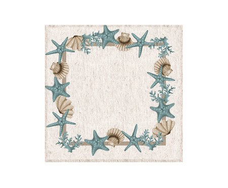 Guardanapo de Mesa em Linho Stars - Off White e Turquesa | Westwing